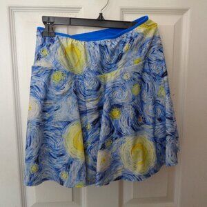 Sparkle Skirts Medium Woman's Starry Night Van Gogh Running Skort M Tennis